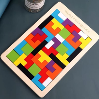 Tetris Portatil De Madera Rompecabezas Tangrama6