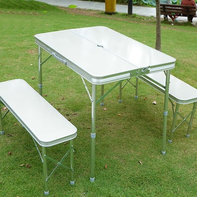 Set De Picnic Plegable Con 2 Bancas 90x60cm Blanco2