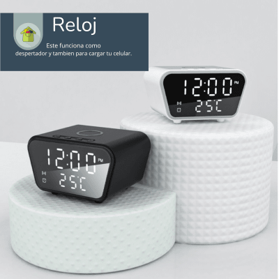 Reloj Despertador Digital Cargador Inalámbrico Alta Gama5