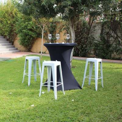 Mantel Spandex Redondo 80x110cm Evento Color Blanco - Negro1