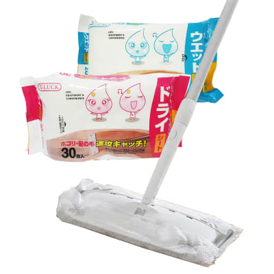 Mopa Plana Con Toalla Seca y Húmeda Desechable Blanco1