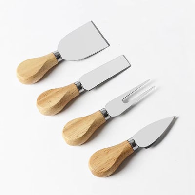 Set Accesorios Cuchillos Para Quesos Mango Madera Acero Inox.10