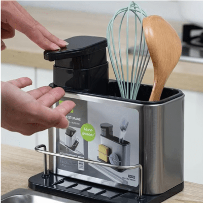 Dispensador Jabon Lavalozas Bomba Con Recipiente Plateado