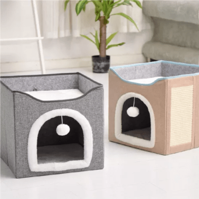 Cama Casa Iglu Para Gato Y Perro Con Bola Juguete Y Rascador6