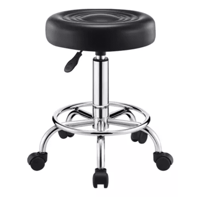 Piso Silla Taburete Giratorio 5 Ruedas Reposa Pies Negro1