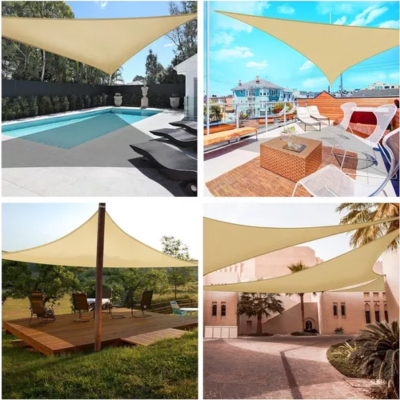 Lona Toldo Vela Triangular Sombra 5x5x5 Mts Techo Beige6