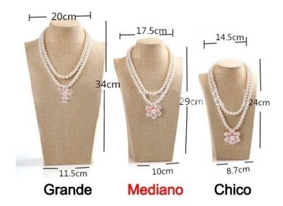 Exhibidor Cuello Para Collar De Tela Beige Mediano1