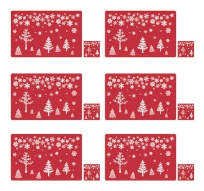 Set De 6 Manteles Individuales Y Posavasos Diseño Navidad