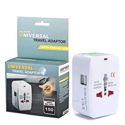 Adaptador conector viaje electricidad 2 puertos USB1