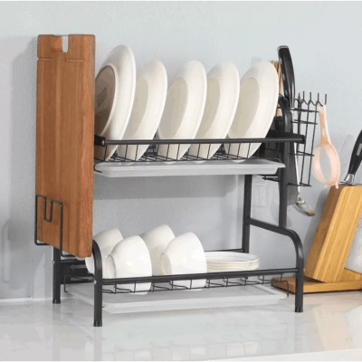 Secador Escurridor De Loza Secaplatos Color Negro 2 Niveles2