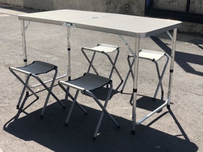 Mesa Camping Plegable Simple 120x60cm + 4 Sillas1