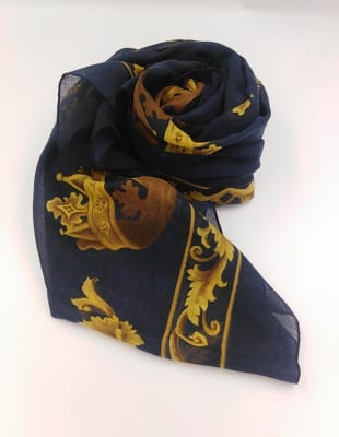 PAÑUELO GRANDE AZUL CON DORADO1