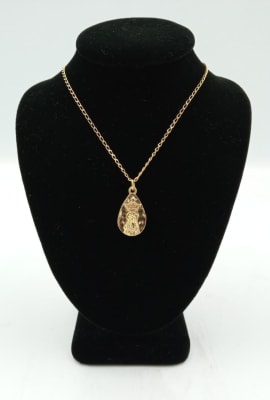 CADENA DORADA CORONA DE VIRGEN EN FORMA DE GOTA1