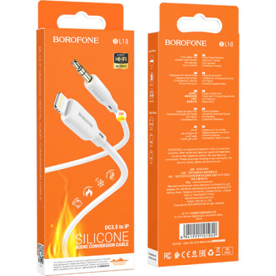 CABLE DE AUDIO AUXILIAR 3.5MM A LIGHTNING PARA IPHONE - BOROFONE BL18 1M1