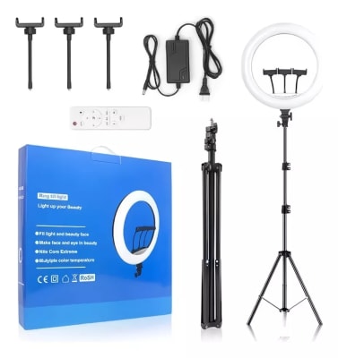 ARO LUZ LED PROFESIONAL 56CM + TRÍPODE 2.1M Y CONTROL REMOTO1