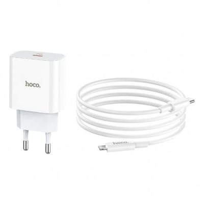 CARGADOR CON CABLE TIPO HOCO C A LIGHTNING PARA IPHONE 20W - HOCO C76A PLUS 3A1