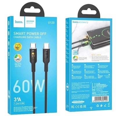 CABLE TIPO C A TIPO C 60W CARGA RÁPIDA - HOCO U120 1.2M INDICADOR LED1