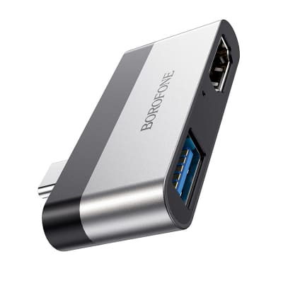 ADAPTADOR HUB TIPO C A USB 3.0 + HDMI BOROFONE DH2