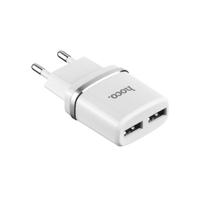 CARGADOR ADAPTADOR DUAL USB 2.4A SIN CABLE- HOCO C12