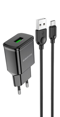 CARGADOR USB QC3.0 + CABLE TIPO C 18W - BOROFONE BA59A1
