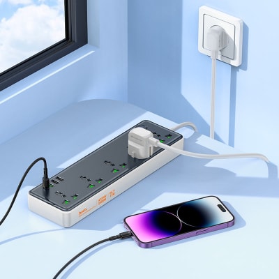 ALARGADOR MULTIFUNCIONAL 5 POSICIONES CON PUERTOS USB-C + 3USB HOCO AC13A1