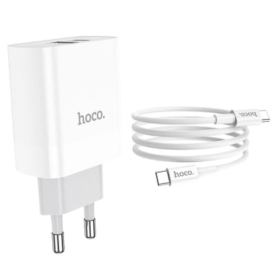 CARGADOR CON CABLE TIPO C A C DUAL PD 20W + USB QC3.0 - HOCO C80A 3A1