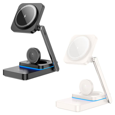 CARGADOR INALÁMBRICO 3 EN 1 CARGA RÁPIDA 15W HOCO CQ10 PLEGABLE MÁGNETICO