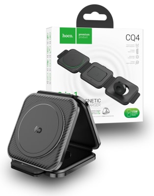 CARGADOR INALAMBRICO 3 EN 1 CARGA RÁPIDA 15W HOCO CQ4 PLEGABLE TRIANGULAR1