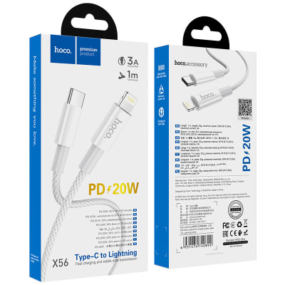 CABLE TIPO C A LIGTHNING PARA IPHONE 20W HOCO X56 1M