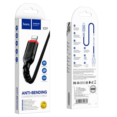 CABLE USB A LIGHTNING PARA IPHONE 2.4A - HOCO X59 1M