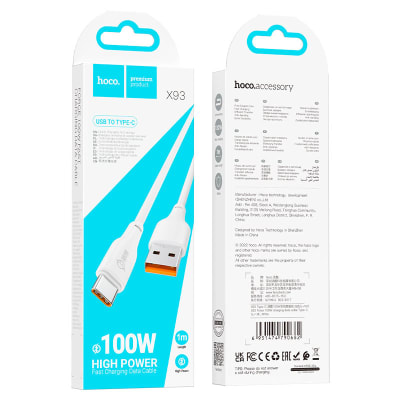 CABLE USB A TIPO C 100W 6A CARGA RÁPIDA - HOCO X93 1M