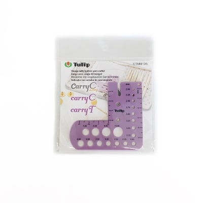 Regla medidor palillos (gauge with built-in yarn cutter)