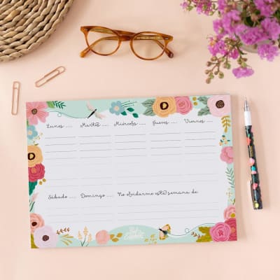 Pink elephant organizador semanal de papel