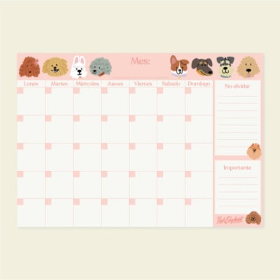 Pink Elephant organizador mensual magnético