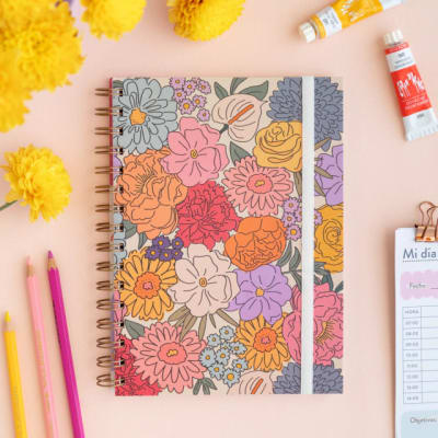 Pink elephant cuaderno con elastico
