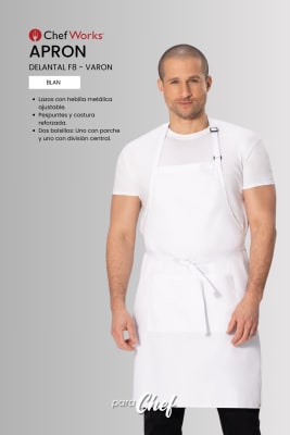 APRON F8 DELANTAL UNISEX blan