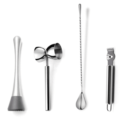 PACK BE A BARMAN - HERRAMIENTAS DE BAR (SPOON BAR+MUDDLER+JIGGER DOBLE+RALLADOR DE CITRICOS) PACK BE A BARMAN - HERRAMIENTAS DE BAR (SPOON BAR+MUDDLER+JIGGER DOBLE+RALLADOR DE CITRICOS)