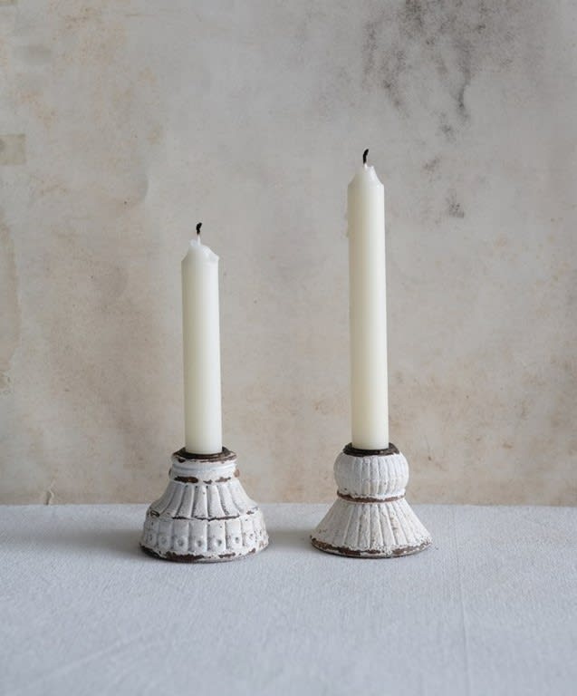 CANDELABROS BLANCOS MADERA BAJOS SET DE 2 | CASASTILO | Concept Store