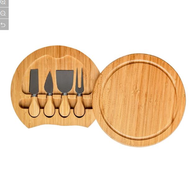 TABLA DE QUESO REDONDA CON 4 CUBIERTOS Casastilo