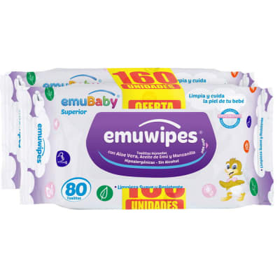 Toallitas húmedas Emu Wipes sin tapa PACK 2x80 Toallitas húmedas Emu Wipes sin tapa PACK 2x80