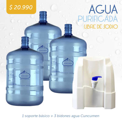 Pack Triple Agua + Soporte básico (3 Bidones recargados Aguas Cuncumen) Pack Triple Agua + Soporte básico (3 Bidones recargados Aguas Cuncumen)