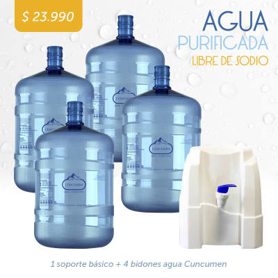Pack 4 Aguas + Soporte Básico (4 Bidones recargados Aguas Cuncumen) Pack 4 Aguas + Soporte Básico (4 Bidones recargados Aguas Cuncumen)
