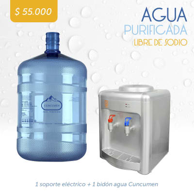 Pack Soporte Eléctrico + 1 Bidón Recargado Agua Cuncumén Pack Soporte Eléctrico + 1 Bidón Recargado Agua Cuncumén