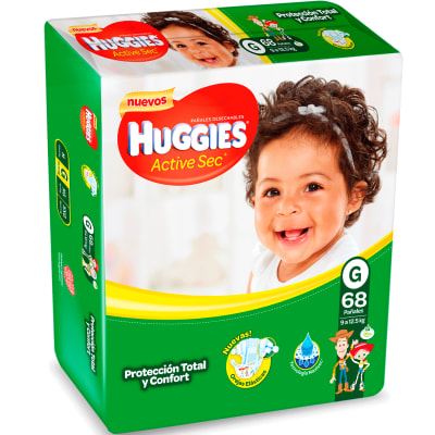 Pañal Huggies VERDES G 68 Active Sec Pañal Huggies VERDES G 68 Active Sec