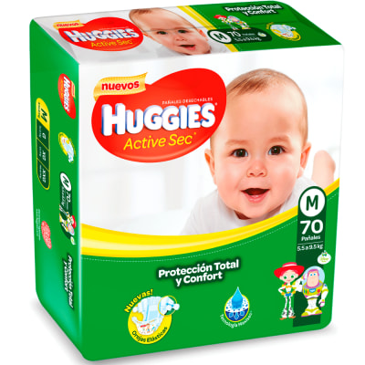 Pañal Huggies VERDES M 70 Active Sec Pañal Huggies VERDES M 70 Active Sec