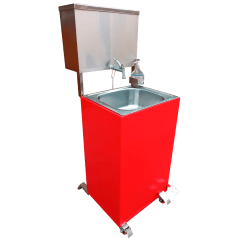 Lavamanos portátil de acero galvanizado con accesorios en acero inoxidable Lavamanos portátil de acero galvanizado con accesorios en acero inoxidable