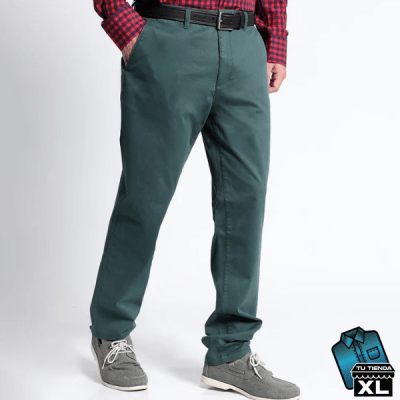 PANTALON FRENTE PLANO ELASTICADO VERDE MUSGO