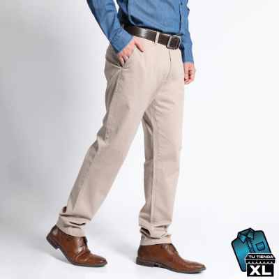 PANTALON FRENTE PLANO ELASTICADO BEIGE CLARO