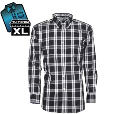 CAMISA FANTASIA PREMIUM NEGRA GRIS CUADRO