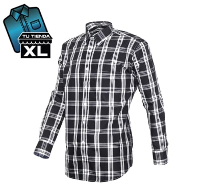 CAMISA FANTASIA PREMIUM NEGRA GRIS CUADRO
